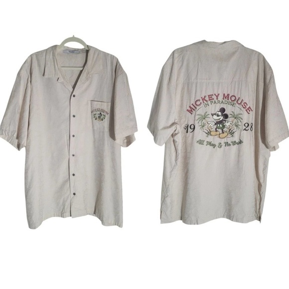Disney Other - DISNEY PARKS Micky Mouse in Paradise Button Up Shirt Embroidered Resort Men’s M